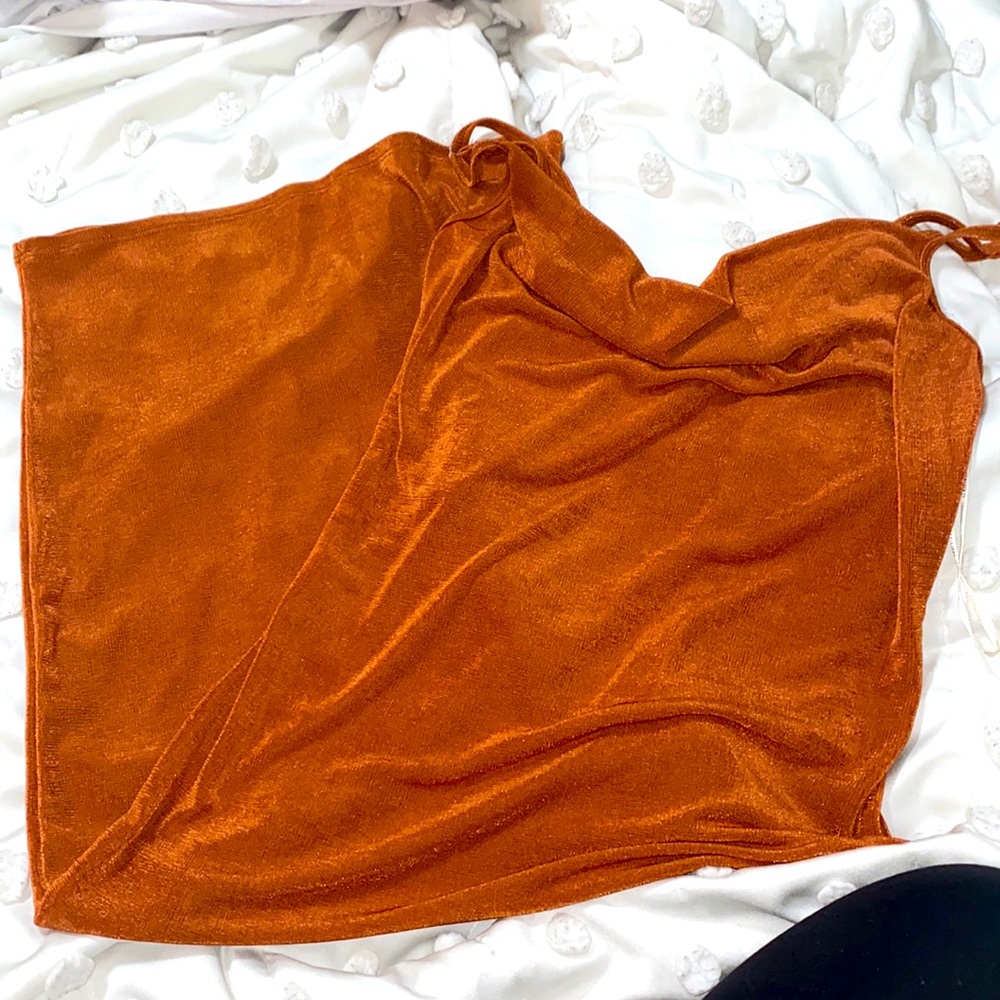 sheer, burnt orange dress from forever 21